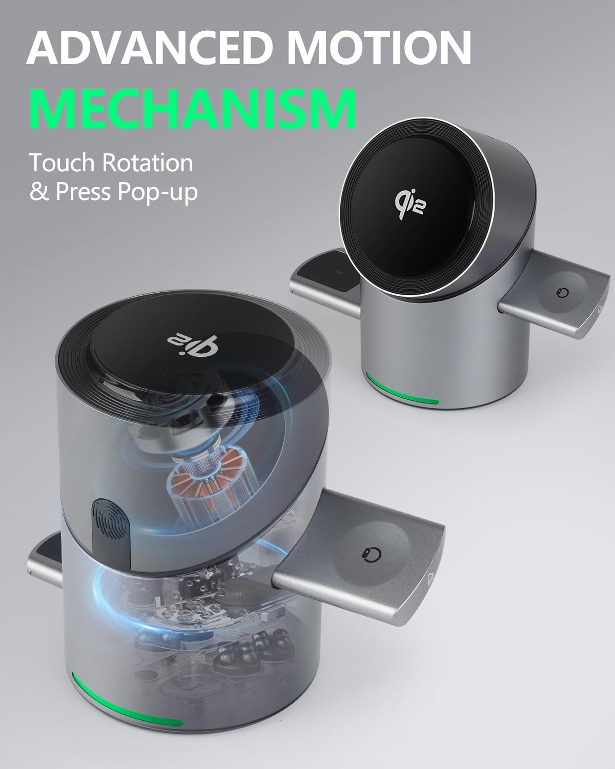 3 in 1 Auto Rotation Wireless Charging Station, Mag-Safe Wireless Charging Stand, Qi2 15W